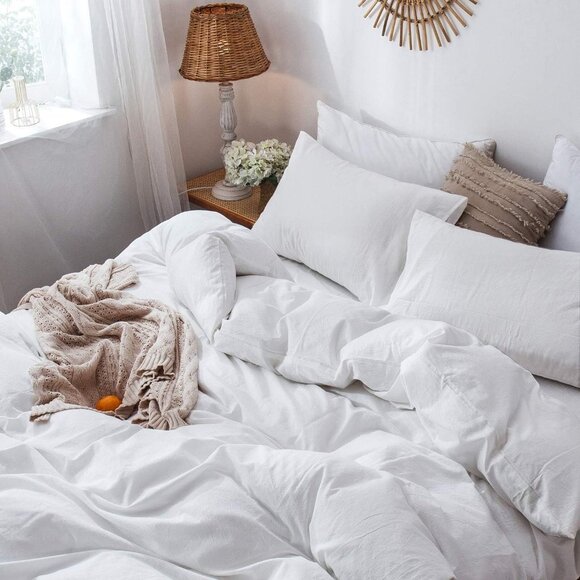 MooMee Bedding Duvet Cover Set Size Full Off White Soft Comfy Durable Breathable - Picture 5 of 9